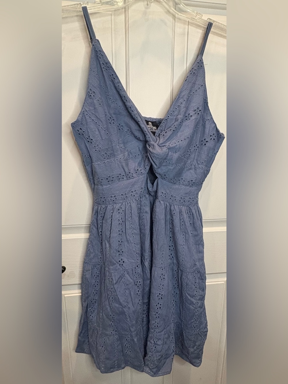 Angie Women's Eyelet Knot Front Mini Dress Sz XL Adjustable Straps